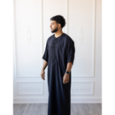 Moroccan 3/4 Sleeve Thobe (Charcoal Black)