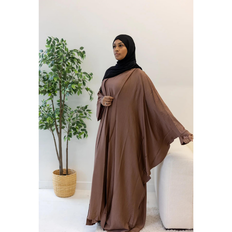 Slip Dress and Loose Fit Abaya (Saddle Brown)