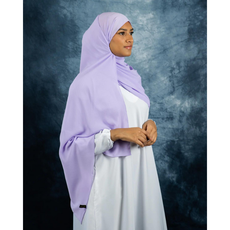 Lavender Purple Silk Crinkle Chiffon Hijab