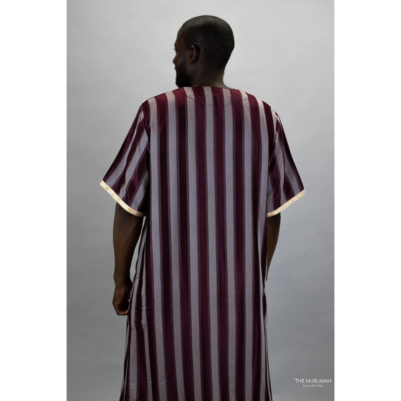 Moroccan Striped Thobe (Maroon)