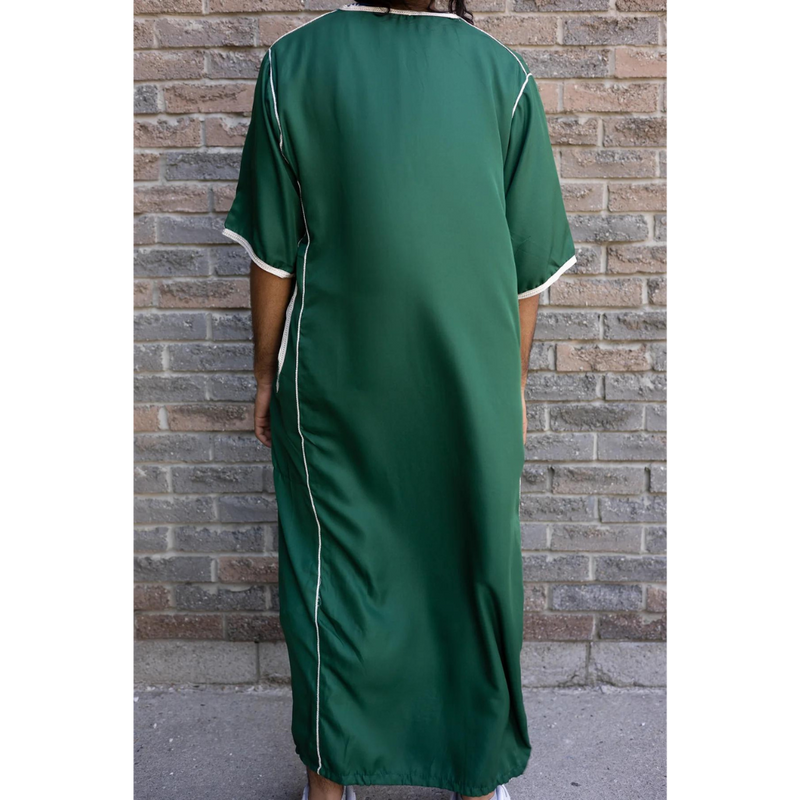 Moroccan Short Sleeve Thobe (Emerald Green)