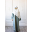 Linen Embroidered Vine Design (Seafoam)