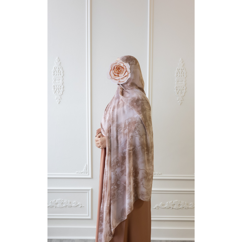 Printed Chiffon Hijab (Cinnamon Blossom)
