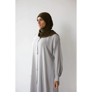 Button Front Abaya with Pleated Bishop Sleeves  - (Seize the Grey) - 72