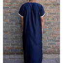 Moroccan Short Sleeve Kids-Boys Thobe (Navy Blue and White)