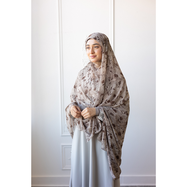 Printed Chiffon Hijab - Brown Orchid