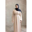 Sale Sawda Pleated Abaya with Stone Belt (Butter)