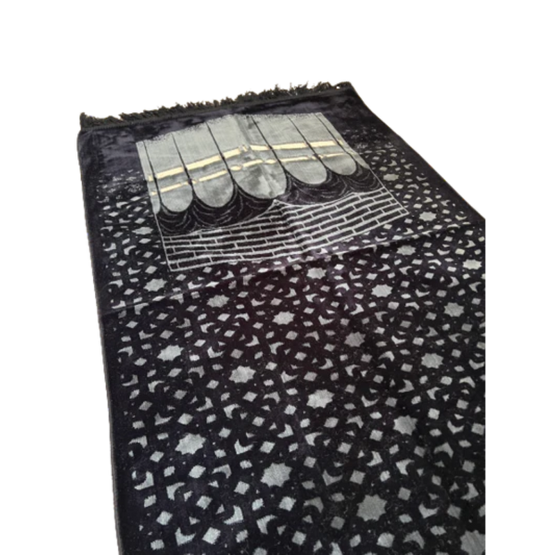 Kaaba  Grey & Black Plain Prayer Mat