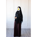 Floral Embroidered Chiffon Hijab Hand Work - Black