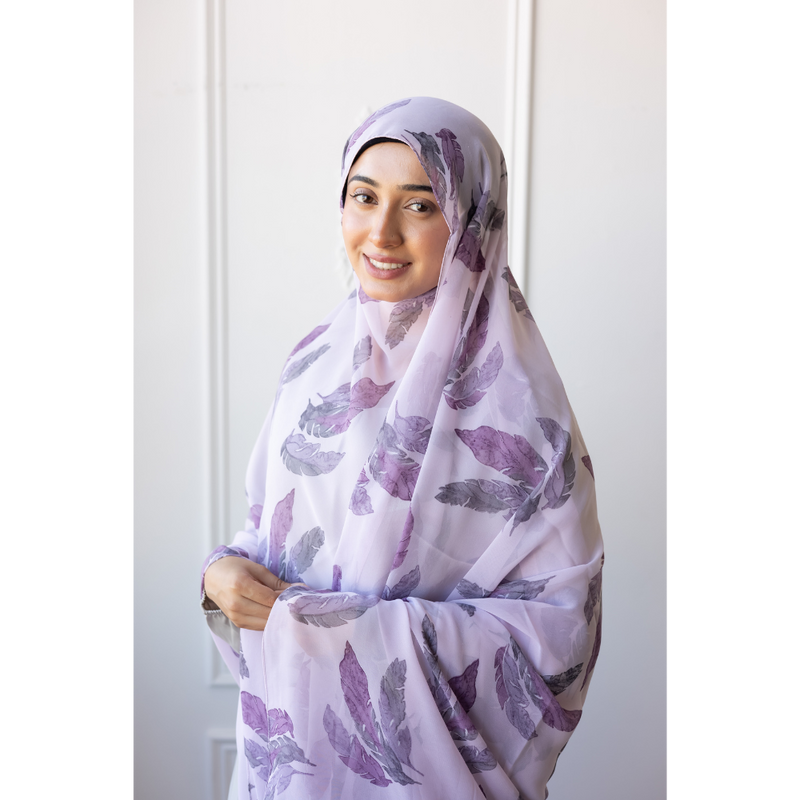Printed Chiffon Hijab (Purple Acacia)