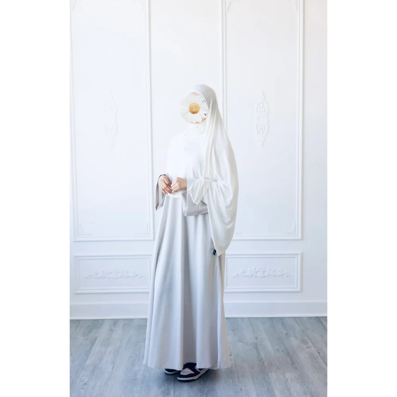 CLEARANCE SAMPLE SALE Umm Salama Thick Cotton Linen Blend Loose Fit Abaya (Cool White)