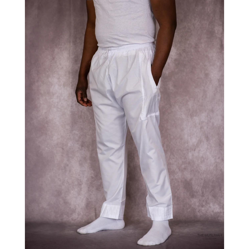 Men's Thobe Pants with Pockets - White