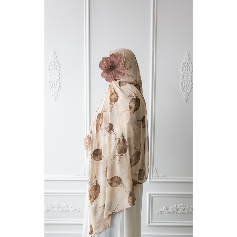 Printed Chiffon Hijab (Chestnut)