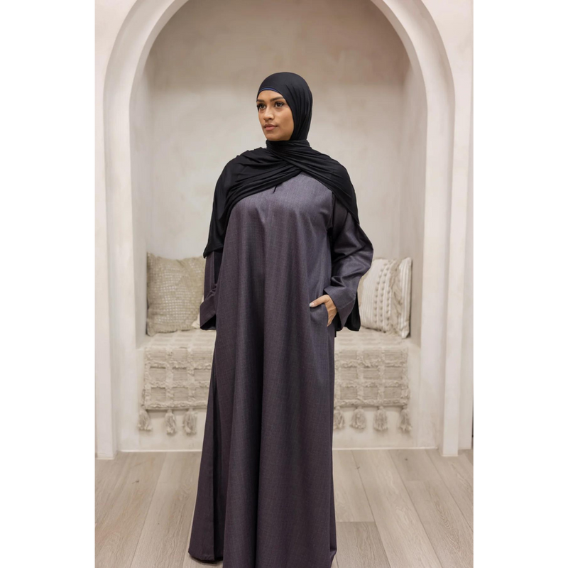 Luxury Linen Abaya in Midnight Onyx