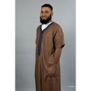Moroccan Short Sleeve Thobe (Chocolate Brown)