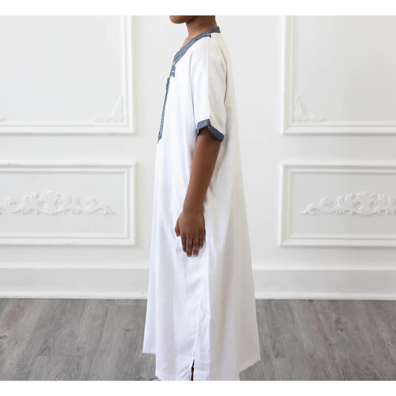Kids Moroccan Short Sleeve White