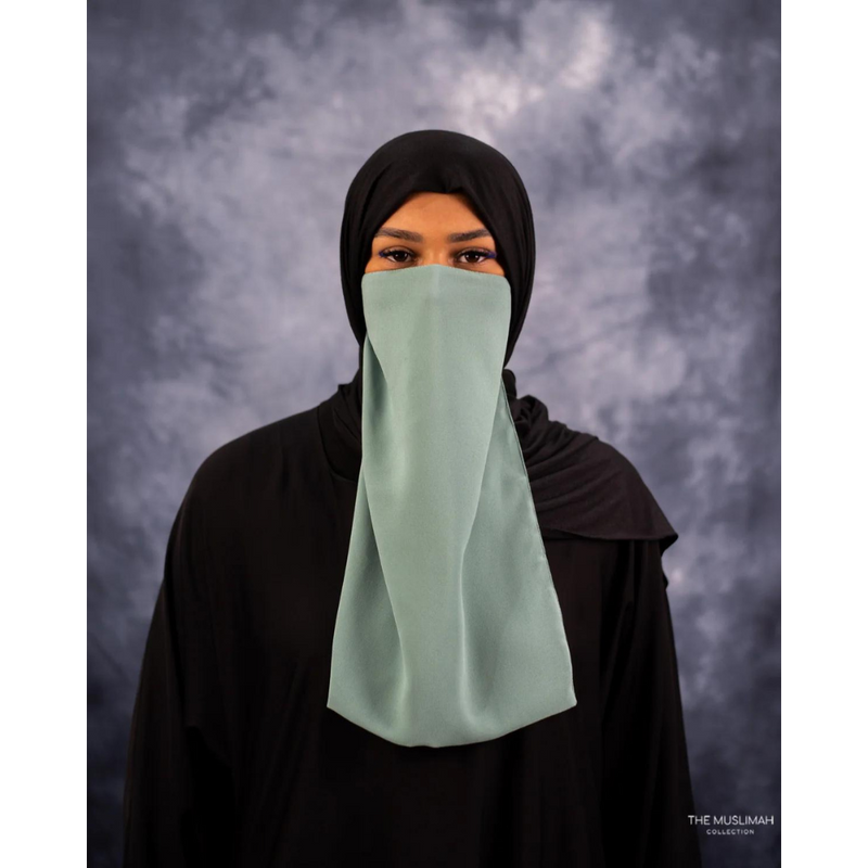 Pastel Seafoam Crepe Chiffon Elastic Half Niqab