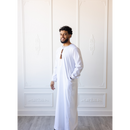 Omani Thobe (White & Khaki Brown Tassel)