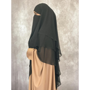 Chiffon Three Layered Princess Khimar - Black (C52)