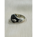 Teardrop Obsidian Sterling Silver Mens Islamic Ottoman Ring