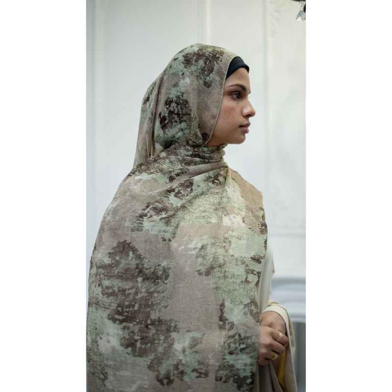 Printed Chiffon Hijab - Style 58 Sage Breeze