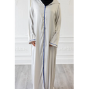 CLEARANCE SALE Moroccan Abaya White With Blue Embroidery