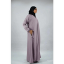 Golden Zipper Abaya with Matching Pockets for Breastfeeding - Mauve (C48)
