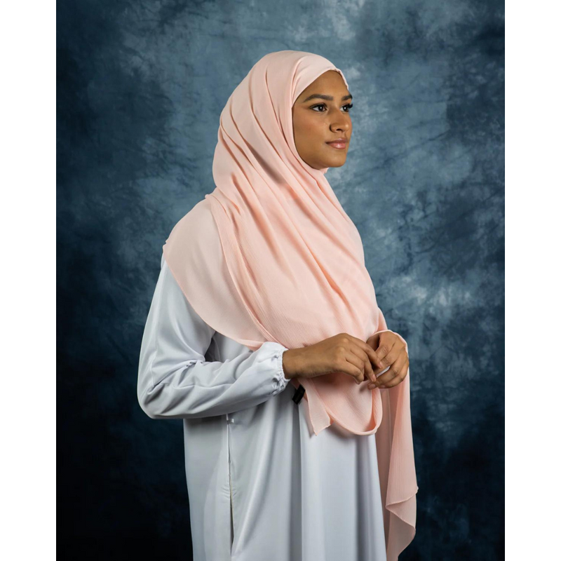 Crinkle Chiffon Hijab - Blush Pink Silk