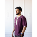 Moroccan T-Shirt (Burgundy & Cream)