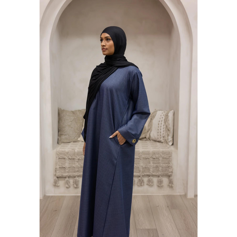 Luxury Linen Abaya (Midnight Sapphire)