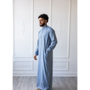 Saudi Collared Thobe Jubbah MC Cotton Blend (Light Cerulean)
