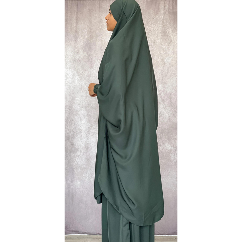 Aisha Two Piece Jilbaab - Dark Forest Green