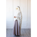 Floral Embroidered Chiffon Hijab Hand Work - Daisy White