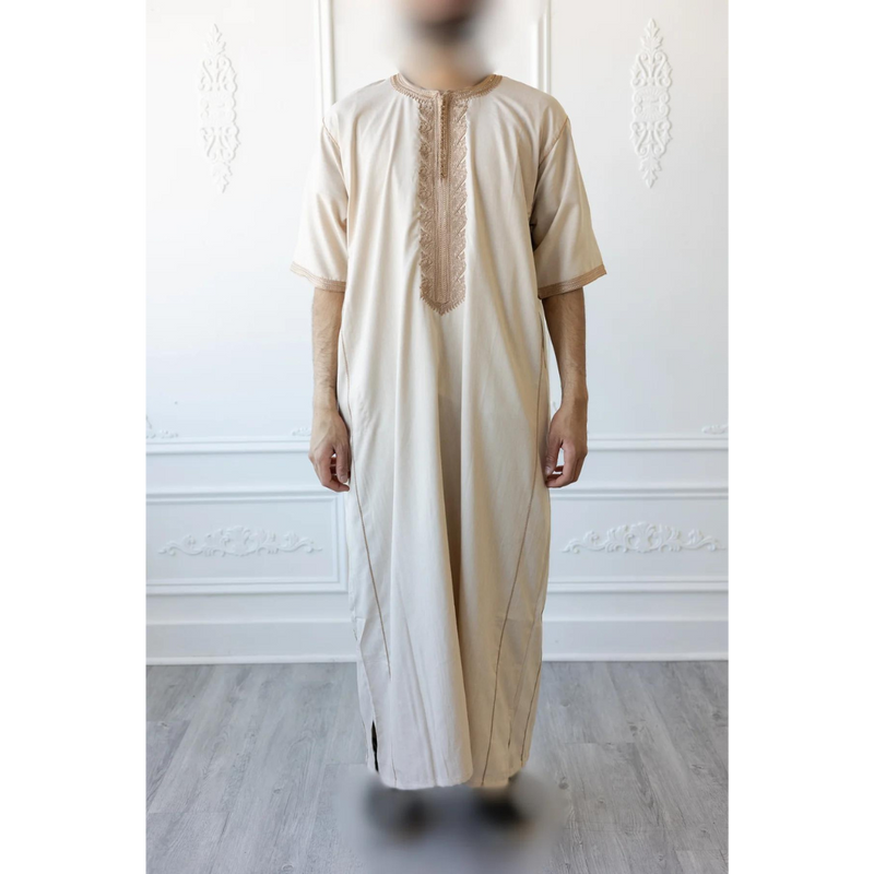 Moroccan Short Sleeve Thobe (Wheat)