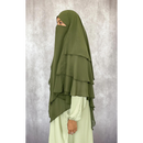 Chiffon Three Layered Princess Khimar (Olive)