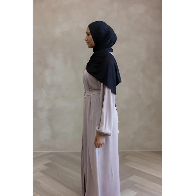 CLEARANCE SALE Sawda Pleated Glam Abaya with Stone Belt (Mink)