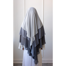 Chiffon Three Layered Princess Khimar - Ombré Grey (C56)