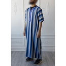 Moroccan Striped Thobe (Blue and Grey)