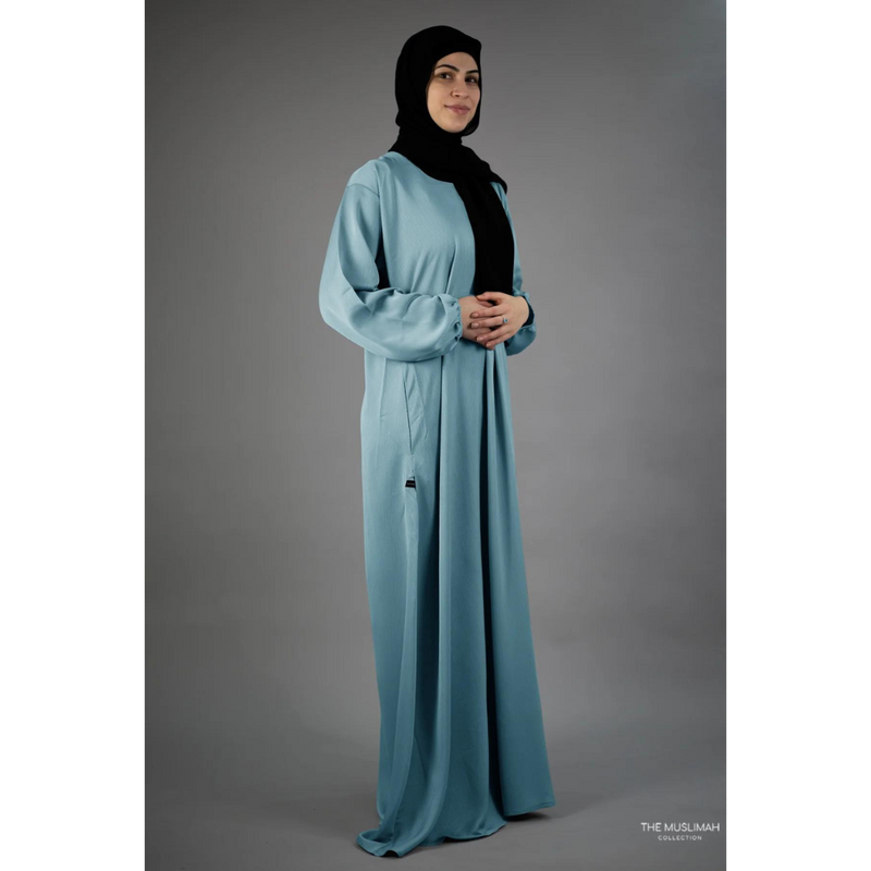 Sawda Textured Crepe Abaya (Ocean Breeze)