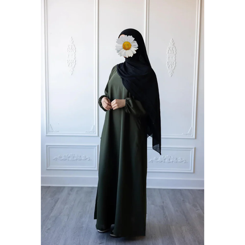 Sawda Textured Crepe Abaya (Mountain Pine)