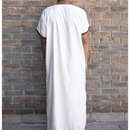 Moroccan Short Sleeve Kids-Boys Thobe (White and Maroon)