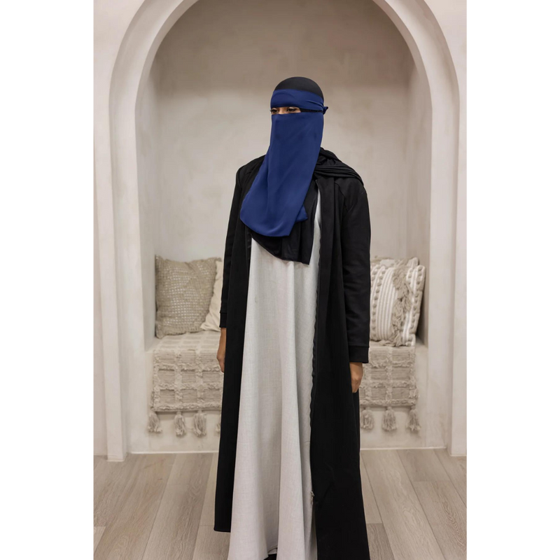 Pull Down One Piece Niqab in Navy Blue