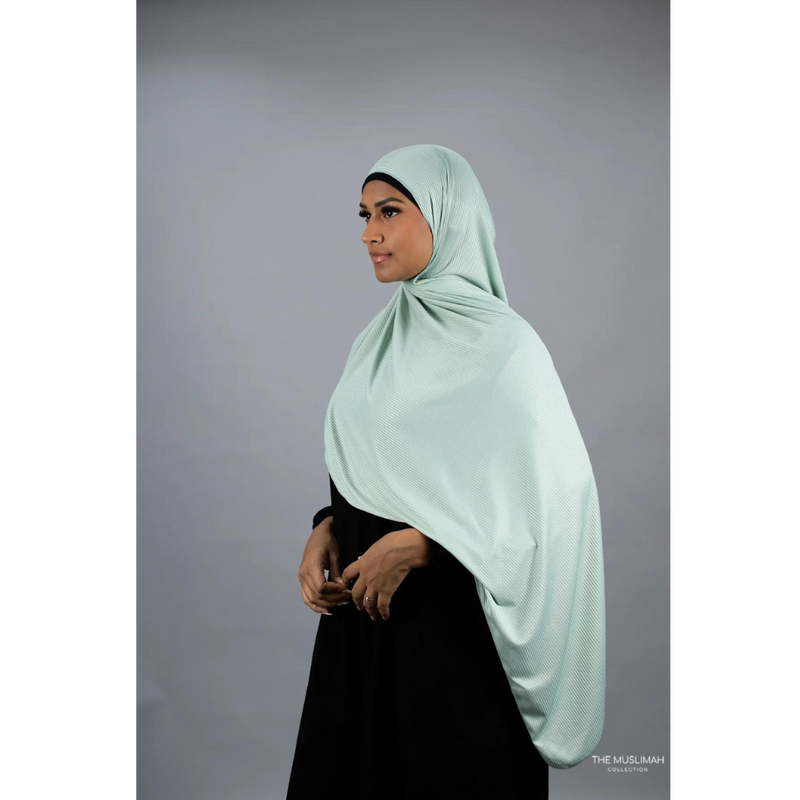 Pistachio Green Ribbed Jersey Hijab