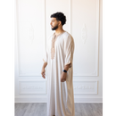 Moroccan 3/4 Sleeve Thobe (Oat & Hazelnut Brown)