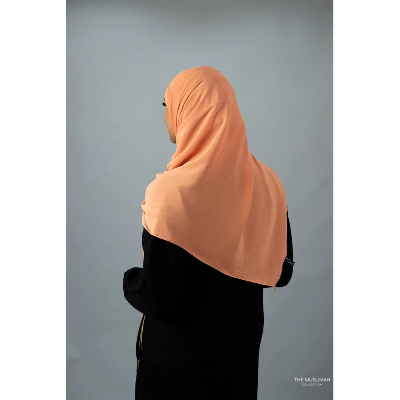 Pastel Peach Silk Crinkle Chiffon Hijab