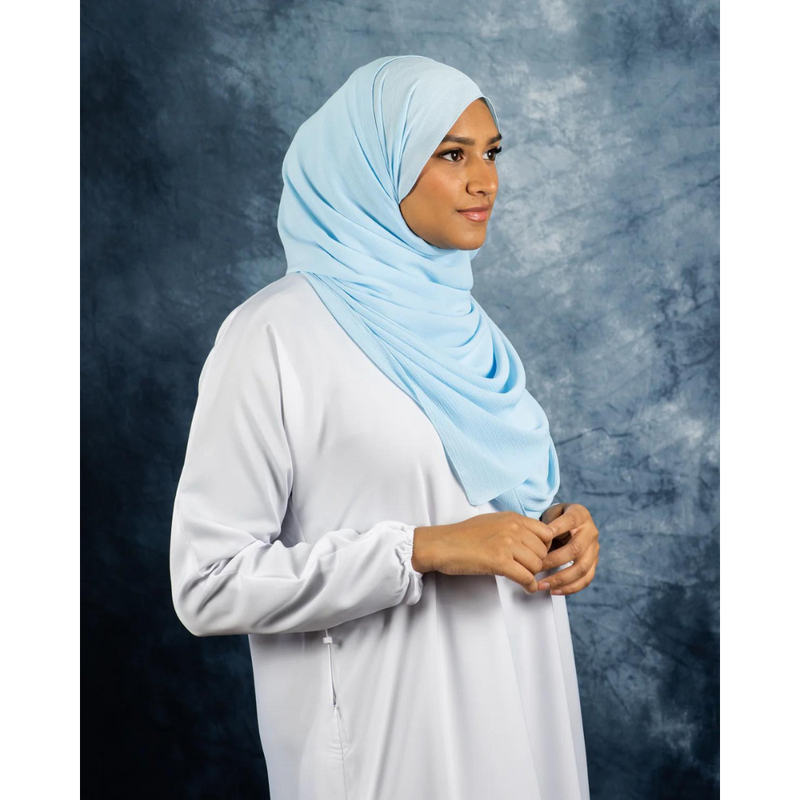 Crinkle Chiffon Hijab - Baby Blue Silk