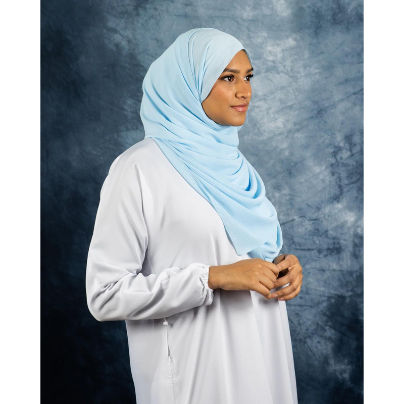 Baby Blue Silk Crinkle Chiffon Hijab