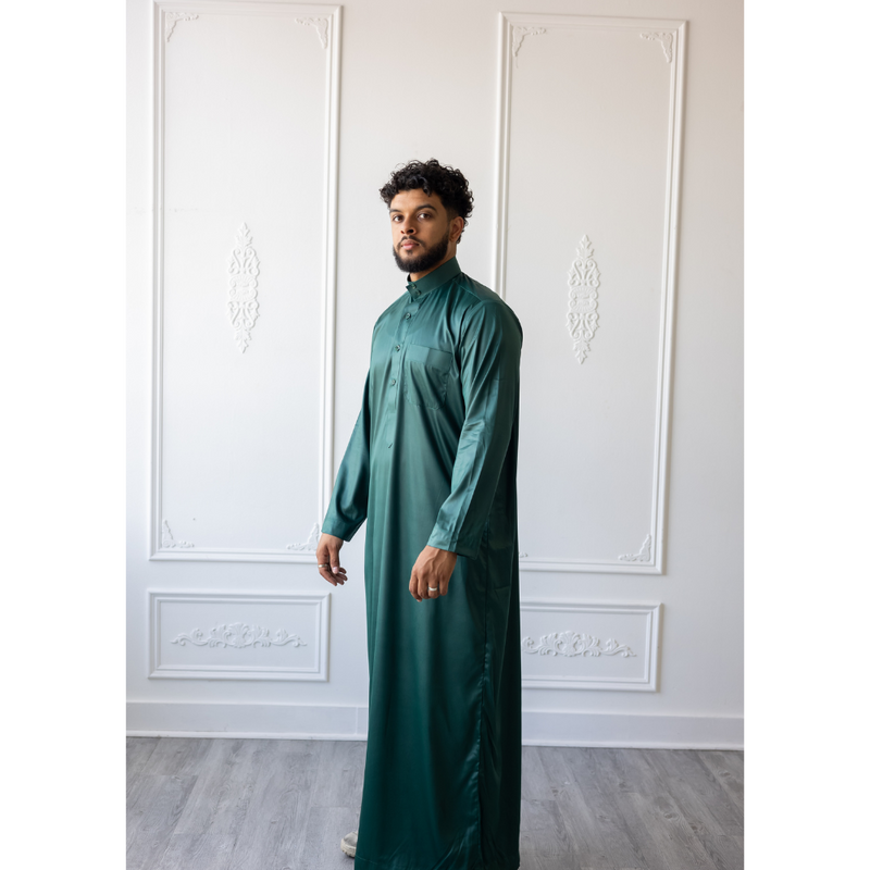 Saudi Collared Thobe (Emerald Green)
