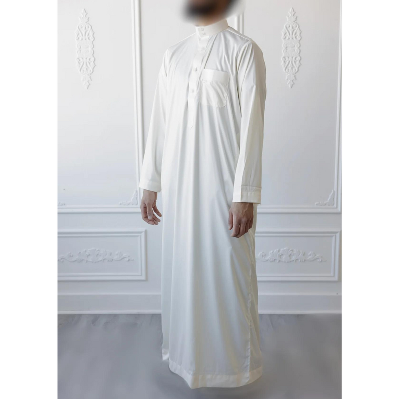 Saudi Collared Thobe (Parchment Cream)