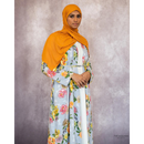 Clearance Sale Grey Floral Cotton Blend Kimono Abaya